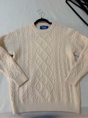 Aelfric Eden Cream Cable Knit Crewneck Sweater